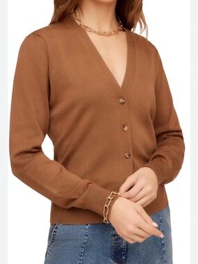 Melanie Lyne Brown V-Neck Button Cardigan